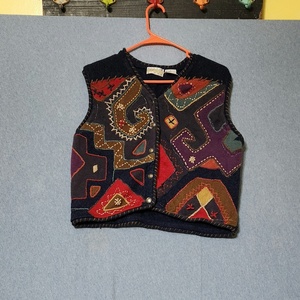 Sigrid Olsen Sport Abstract Knit Sweater Vest. Si… - image 1